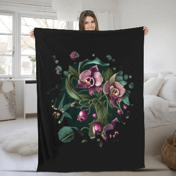 Discover Orchid Inspired Flower Plant Lover Funny Gardening Fleece Blankets