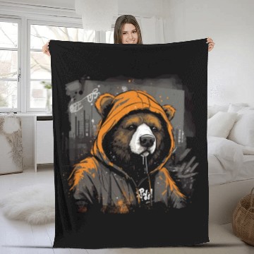 Discover Urban Bear Fleece Blankets | Graffiti Style