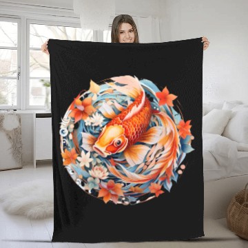 Discover Koi Fish Mandala Art Fleece Blankets