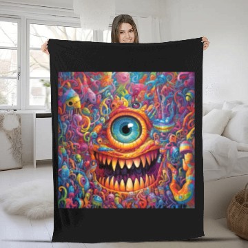 Discover Going On a Little Trip - Cyclops and Teeth Psyched Fleece Blankets
