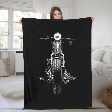 Discover Retro Ride: Vintage Hand-Painted Motorcycle Design Fleece Blankets