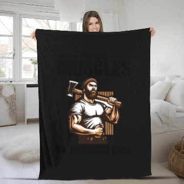 Discover Muscle-Forged Mastery: Lumberjack's Axe Throwing Fleece Blankets