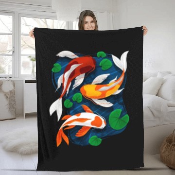 Discover Koi Fish Lover Water Pond Animal Pet Asian Fleece Blankets