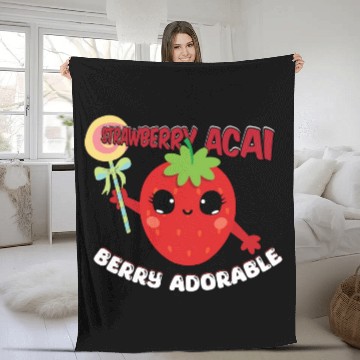 Discover Strawberry Acai Berry Adorable Cute Fleece Blankets