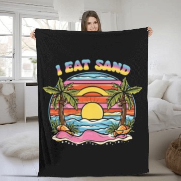 Discover 60s Groovy I Eat Sand and Sunset Beach Fleece Blankets