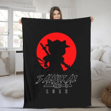 Discover Samurai Cat Fleece Blankets