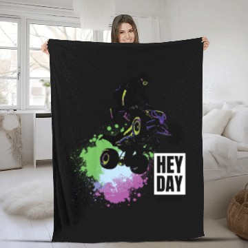 Discover ATV/Quad " Airborne" style logo. By "Hey Day" Fleece Blankets