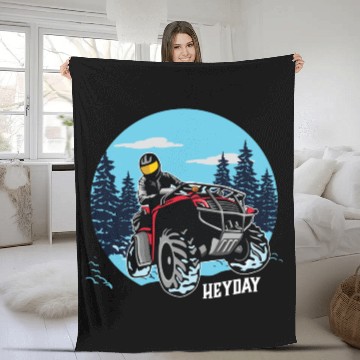 Discover ATV/Quad "Winter Riding" style logo. By "Hey Day" Fleece Blankets