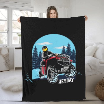 Discover ATV/Quad "Winter Riding" style logo. By "Hey Day" Fleece Blankets