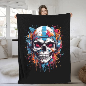 Discover Skull Givin' Raspberry Dk Fleece Blankets