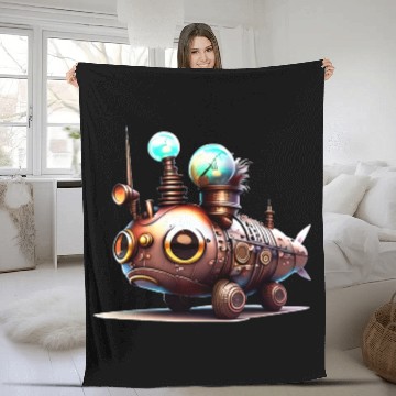 Discover Steampunk Robot Fish Creature Fleece Blankets