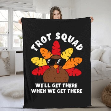 Discover Turkey Trot Squad Race Funny Thanksgiving Running Fleece Blankets