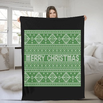 Discover Sage Green Ugly Sweater Christmas Snowflakes Fun Fleece Blankets