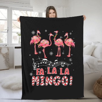 Discover Candy Cane Flamingoes Fa La La Mingo Flamingo Fleece Blankets