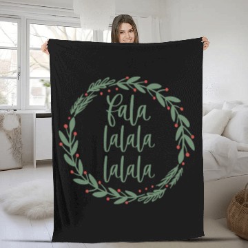 Discover Fa La La Sage Green Christmas Wreath Fun Fleece Blankets