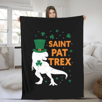 Discover Saint Pat T Rex St Patrick s Day Dinosaur Fleece Blankets