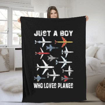 Discover Airplane Just A Boy Who Loves Planes Boys Toddler Fleece Blankets