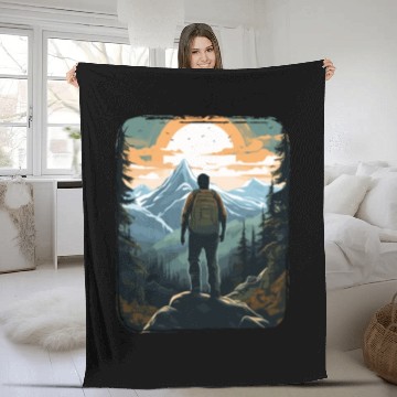 Discover Forest nature trekking adventure Fleece Blankets