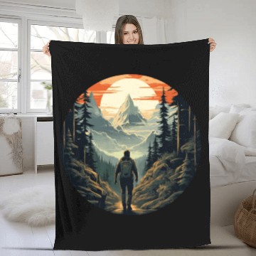Discover Forest nature trekking adventure Fleece Blankets