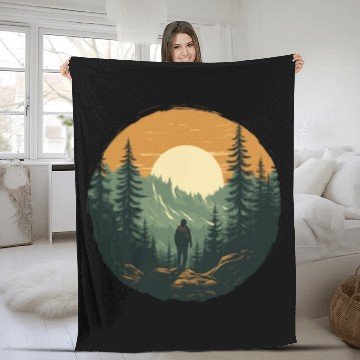 Discover Forest nature trekking adventure Fleece Blankets