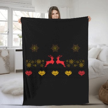 Discover Merry Christmas Reindeer Unisex Premium Fleece Blankets