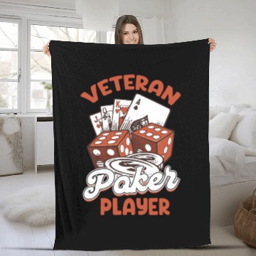 Discover Veteran Poker Player Holdem Dealer Blackjack Fleece Blankets