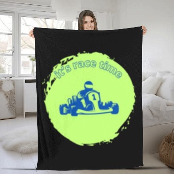 Discover it's race time Fleece Blankets