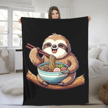 Discover Cute Sloth Eats Ramen Noodles Sloths Ramen Fleece Blankets