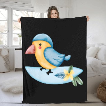 Discover Surfing Bird Watercolor Fleece Blankets