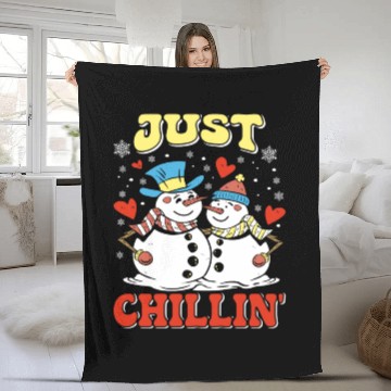 Discover Snowmen Just Chillin' Winter Time Snow Fleece Blankets