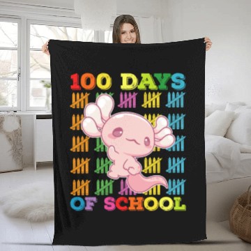 Discover 100 Days Of School Axolotl Teacher Fleece Blankets