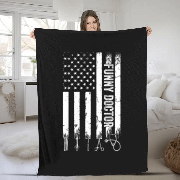 Discover Funny Doctor US Flag - Hospital Doctor Fleece Blankets
