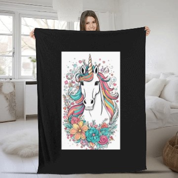 Discover Cute and Magical Unicorn Birthday Gift idea Fleece Blankets