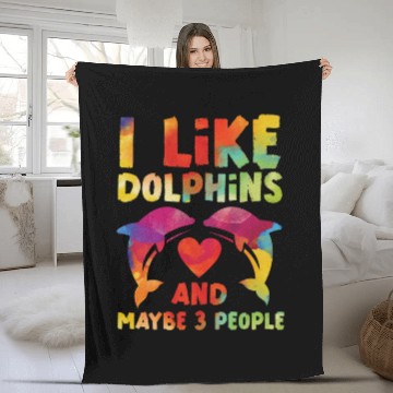 Discover Dolphin Watercolor I Like Dolphins Fleece Blankets