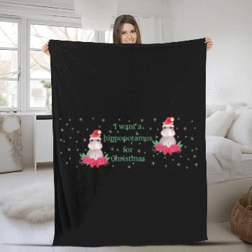 Discover I Want a Hippopotamus for Christmas Fleece Blankets