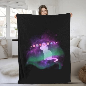 Discover Music Space Cat Fleece Blankets
