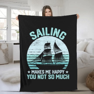 Discover Happy Sailing Fleece Blankets Unisex Sailing Fleece Blankets Funny