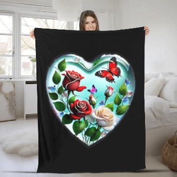 Discover roses and butterflies Fleece Blankets