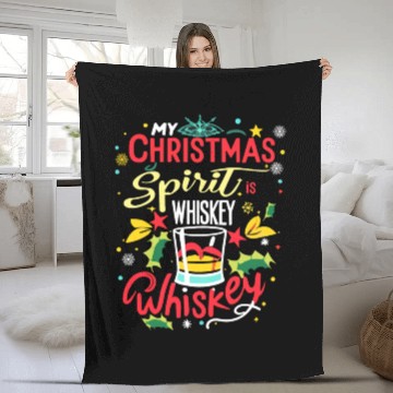 Discover Santa My Christmas Spirit Is Whiskey Whiskey Fleece Blankets