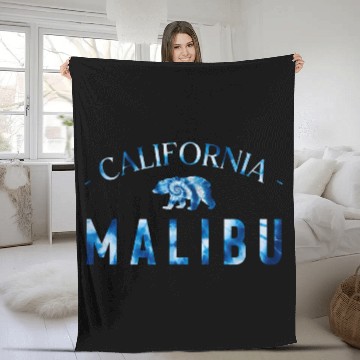 Discover Malibu California Bicycle Club In a Tie Dye Design Fleece Blankets
