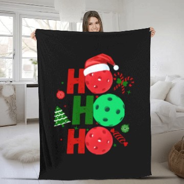 Discover Pickleball Ho Ho Ho Holiday Merry Christmas Fleece Blankets