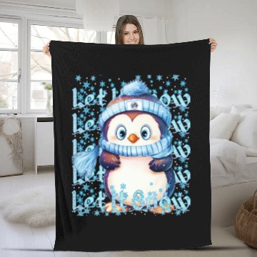 Discover Let it Snow Winter Penguin Fleece Blankets