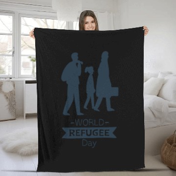 Discover world refugee day black Fleece Blankets