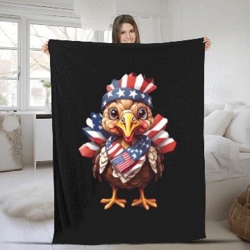 Discover Feathered Patriot: Turkey in Stars & Stripes Fleece Blankets