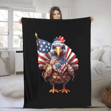 Discover Patriotic Plumes: Thanksgiving Turkey Flag Style Fleece Blankets