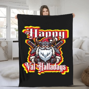 Discover Viking Santa Happy Val Halladays Xmas Holidays Fleece Blankets