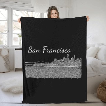 Discover San Francisco - city panorama Fleece Blankets