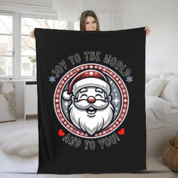 Discover Joy To The World And To You - Joyful Santa Cheer Fleece Blankets