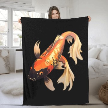 Discover Koi Fish Japanese Carp Pond Fleece Blankets