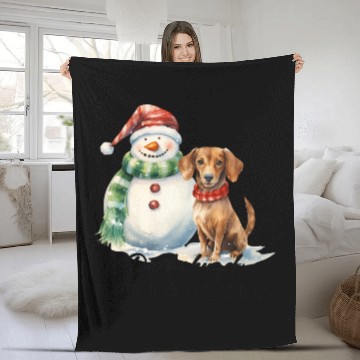 Discover Dachshund Through The Snow Fleece Blankets